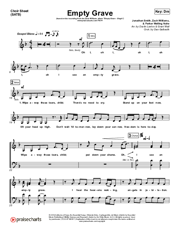 Empty Grave Choir Sheet (SATB) (Zach Williams)