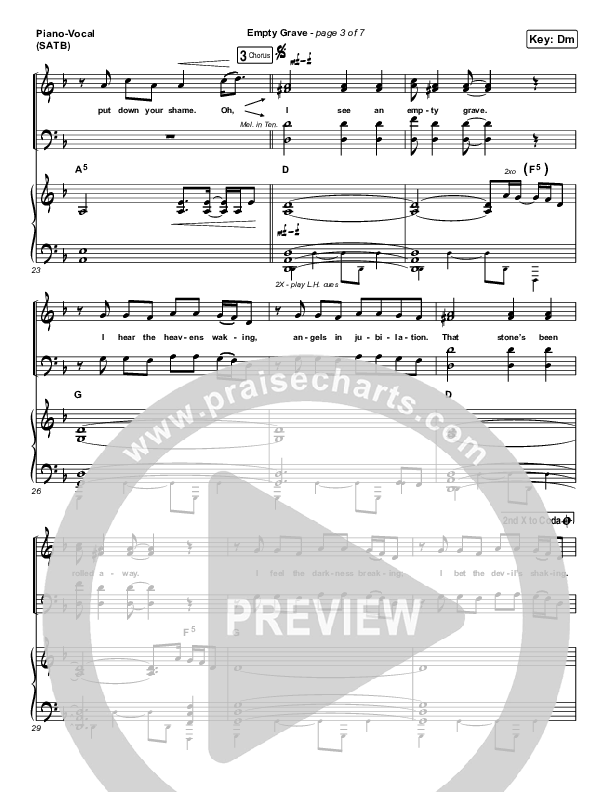 Empty Grave Piano/Vocal (SATB) (Zach Williams)