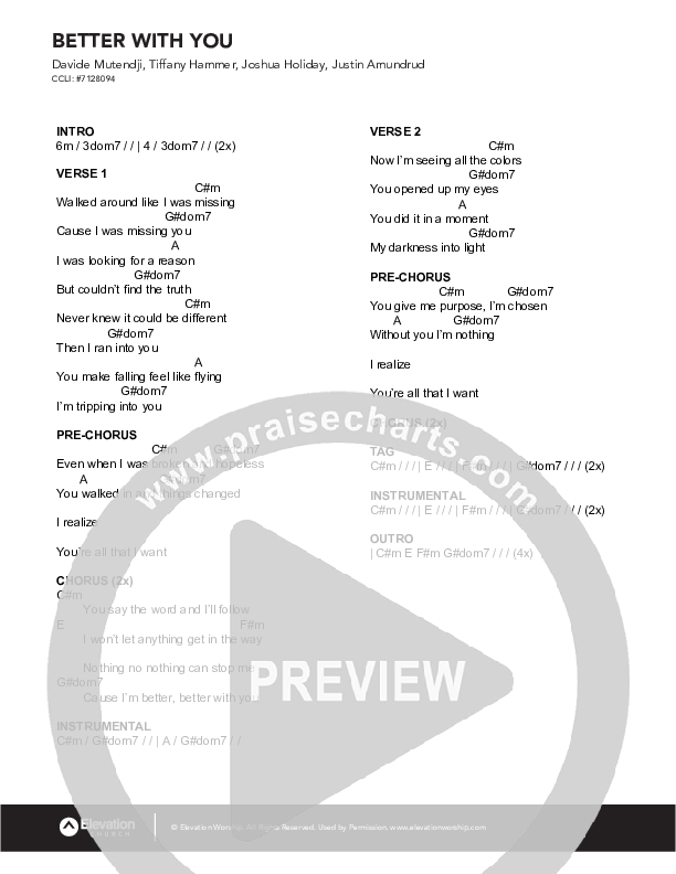 Better With You Chords & Lyrics (ELEVATION RHYTHM)