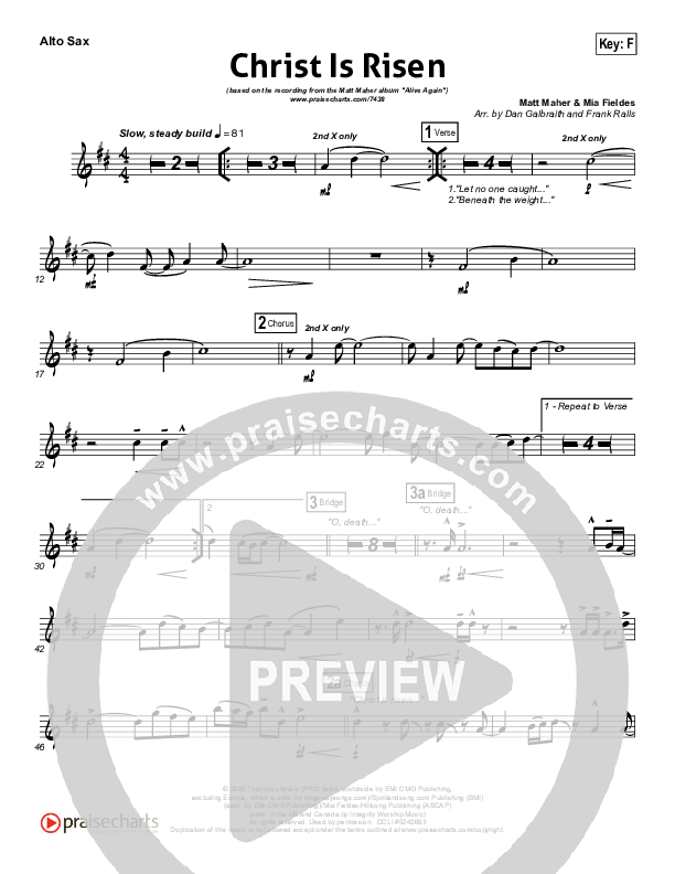 Christ Is Risen Alto Sax (Matt Maher)