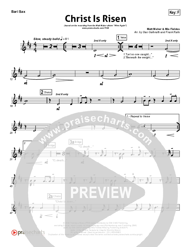 Christ Is Risen Bari Sax (Matt Maher)