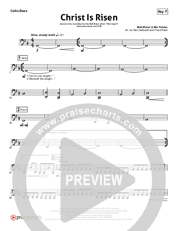 Christ Is Risen Cello/Bass (Matt Maher)