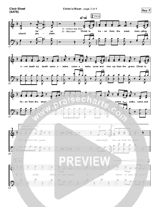 Christ Is Risen Choir Vocals (SATB) (Matt Maher)