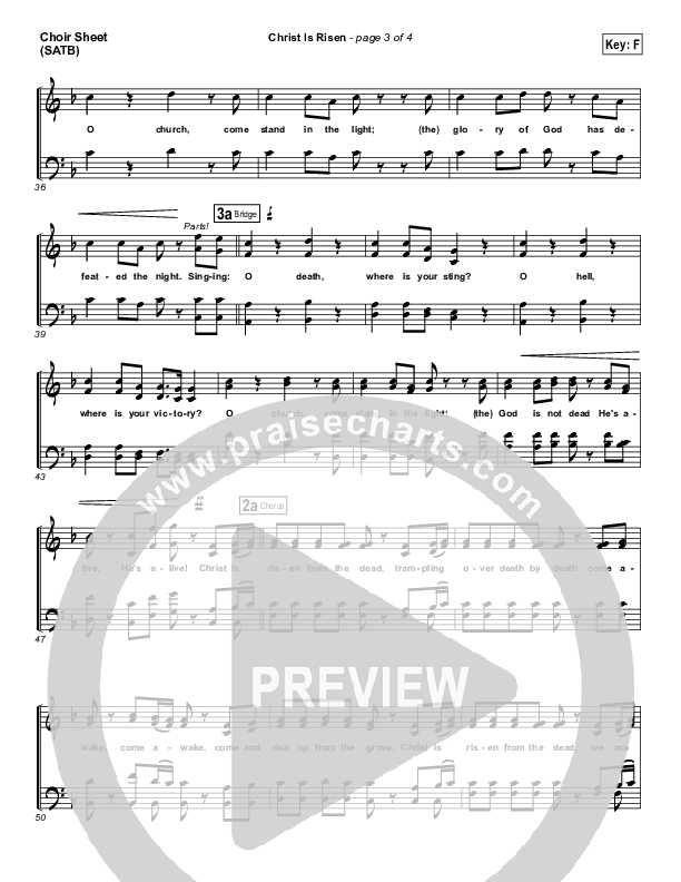 Christ Is Risen Choir Sheet (SATB) (Matt Maher)