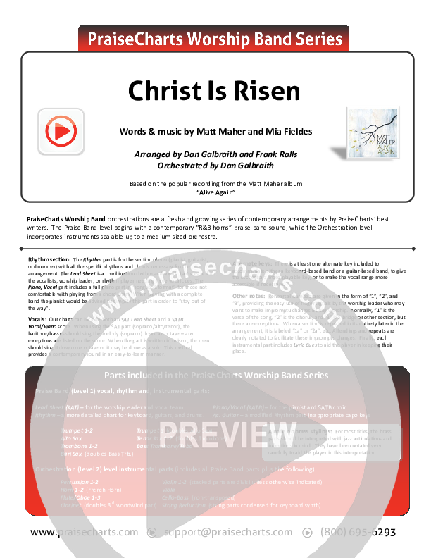 Christ Is Risen Cover Sheet (Matt Maher)