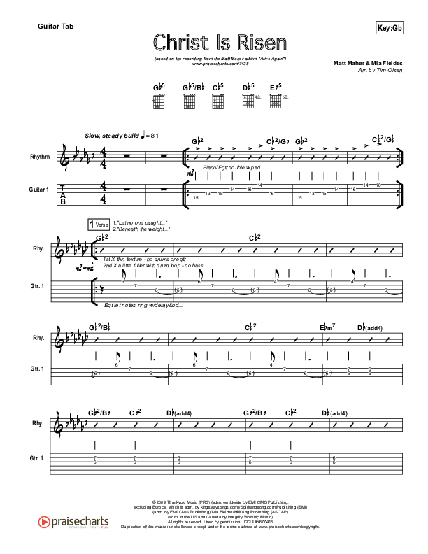 Christ Is Risen Guitar Tab (Matt Maher)