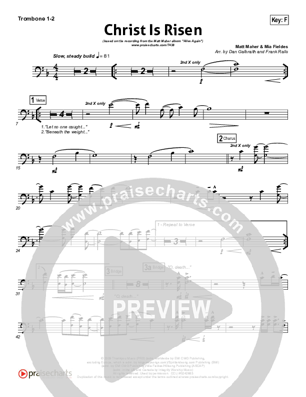 Christ Is Risen Trombone 1/2 (Matt Maher)