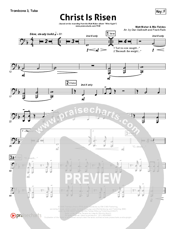 Christ Is Risen Trombone 3/Tuba (Matt Maher)