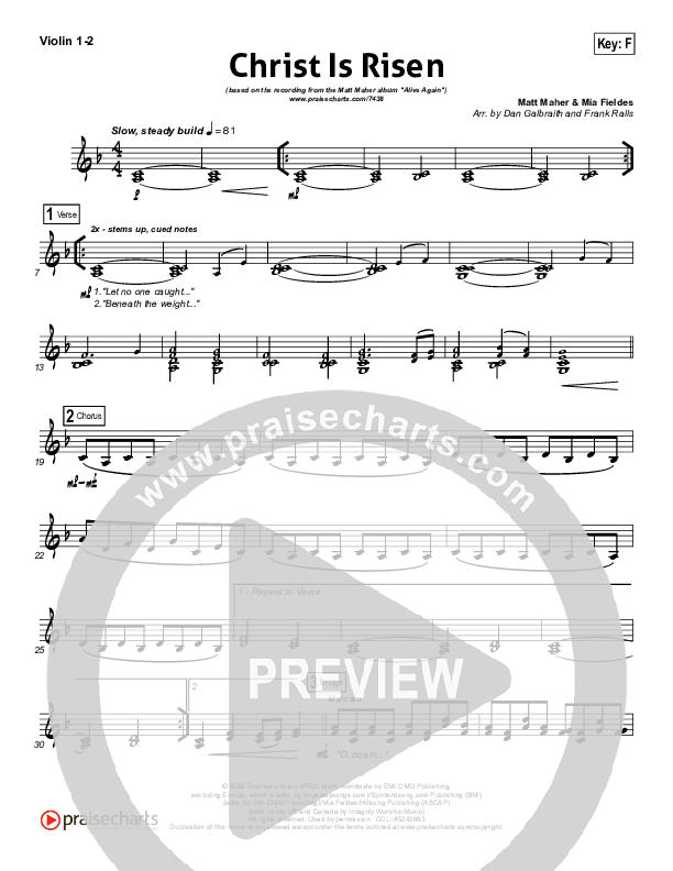 Christ Is Risen Violin 1/2 (Matt Maher)