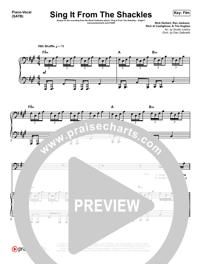 Sing It From The Shackles Sheet Music (Rend Collective) PraiseCharts