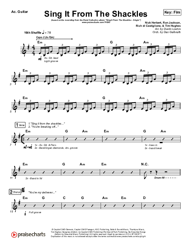 Sing It From The Shackles Acoustic Guitar (Rend Collective)