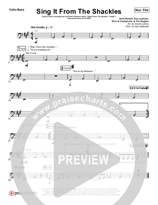 Sing It From The Shackles Cello/Bass (Rend Collective)