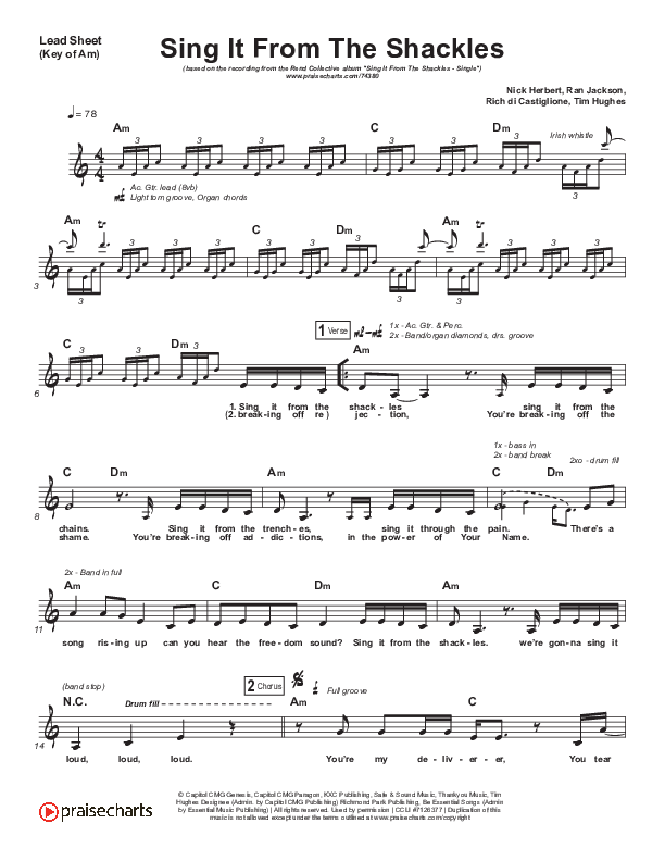 Sing It From The Shackles Lead Sheet (Melody) (Rend Collective)