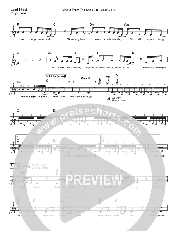 Sing It From The Shackles Lead Sheet (Melody) (Rend Collective)