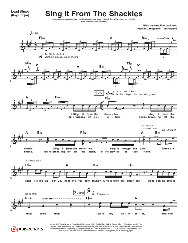 Sing It From The Shackles Lead Sheet (Melody) (Rend Collective)