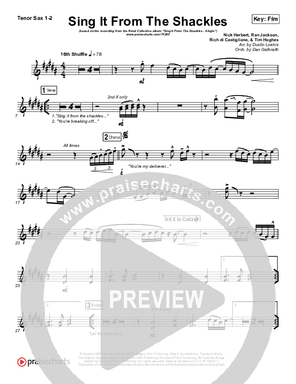 Sing It From The Shackles Tenor Sax 1/2 (Rend Collective)