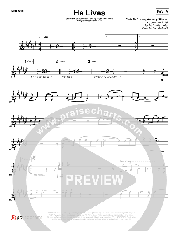 He Lives (Live) Alto Sax (Church Of The City)