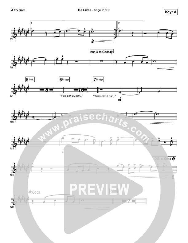 He Lives (Live) Alto Sax (Church Of The City)