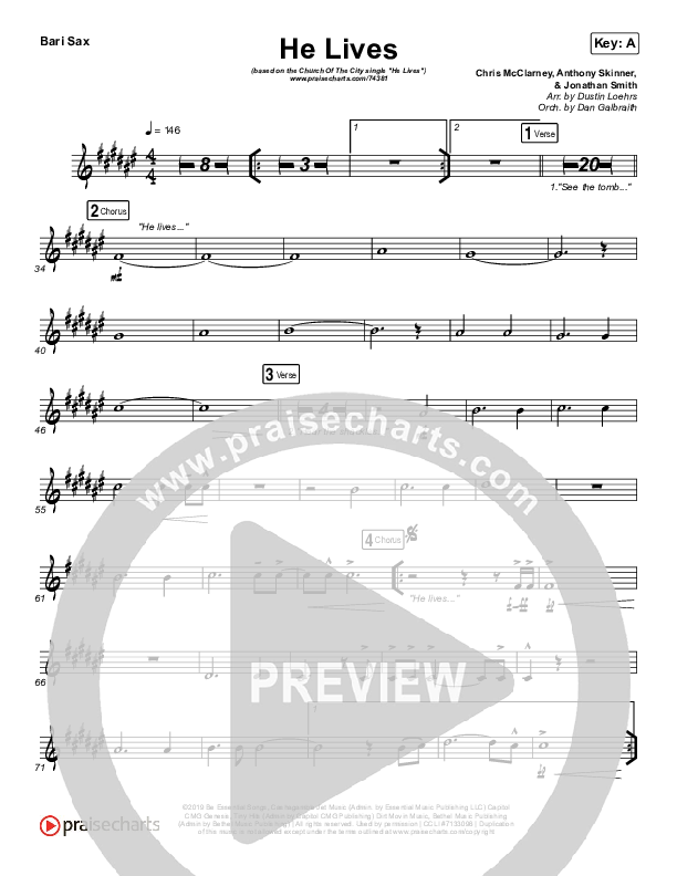 He Lives (Live) Bari Sax (Church Of The City)