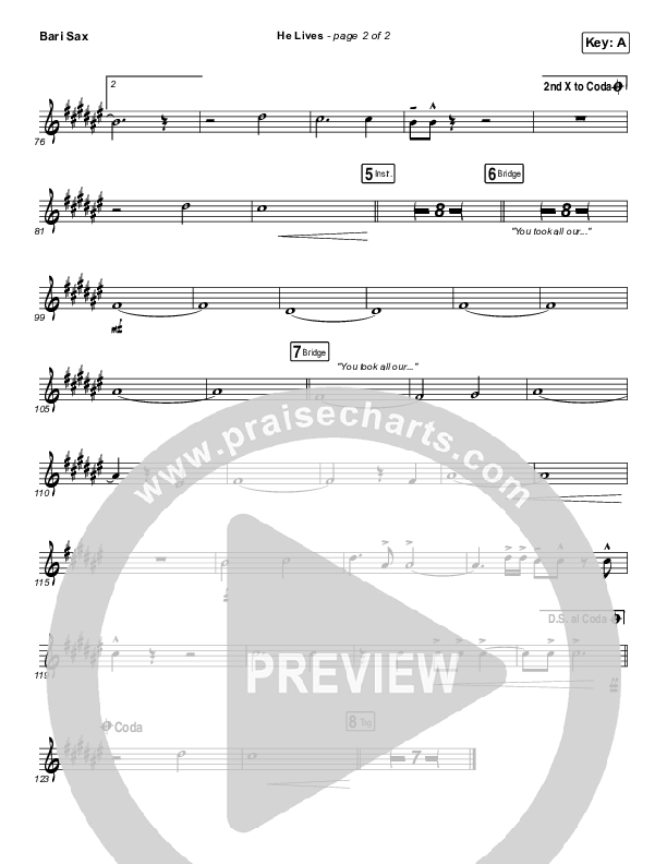 He Lives (Live) Bari Sax (Church Of The City)