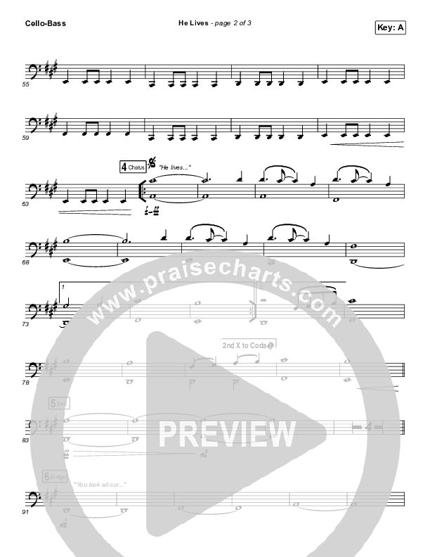 He Lives (Live) Cello/Bass (Church Of The City)