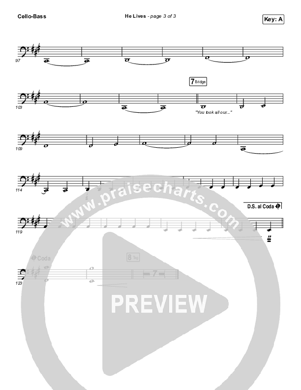 He Lives (Live) Cello/Bass (Church Of The City)