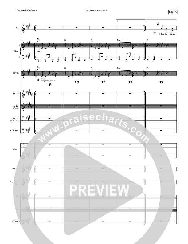 He Lives (Live) Conductor's Score (Church Of The City)