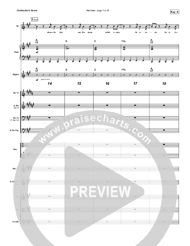 He Lives (Live) Conductor's Score (Church Of The City)