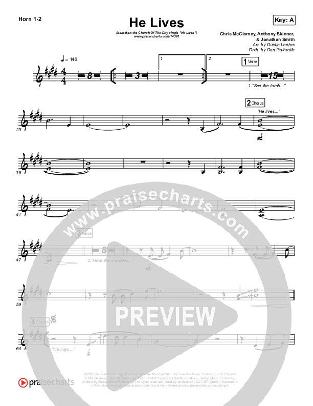 He Lives (Live) French Horn 1,2 (Church Of The City)