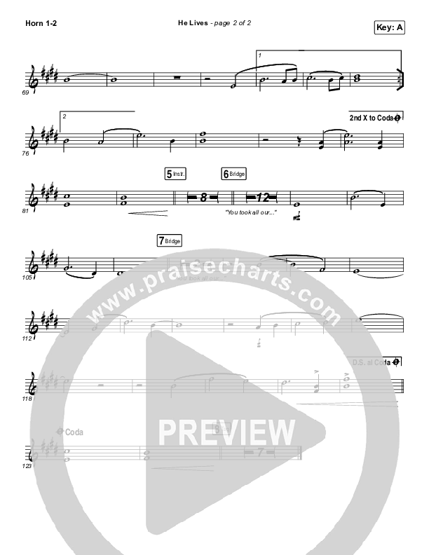 He Lives (Live) French Horn 1,2 (Church Of The City)