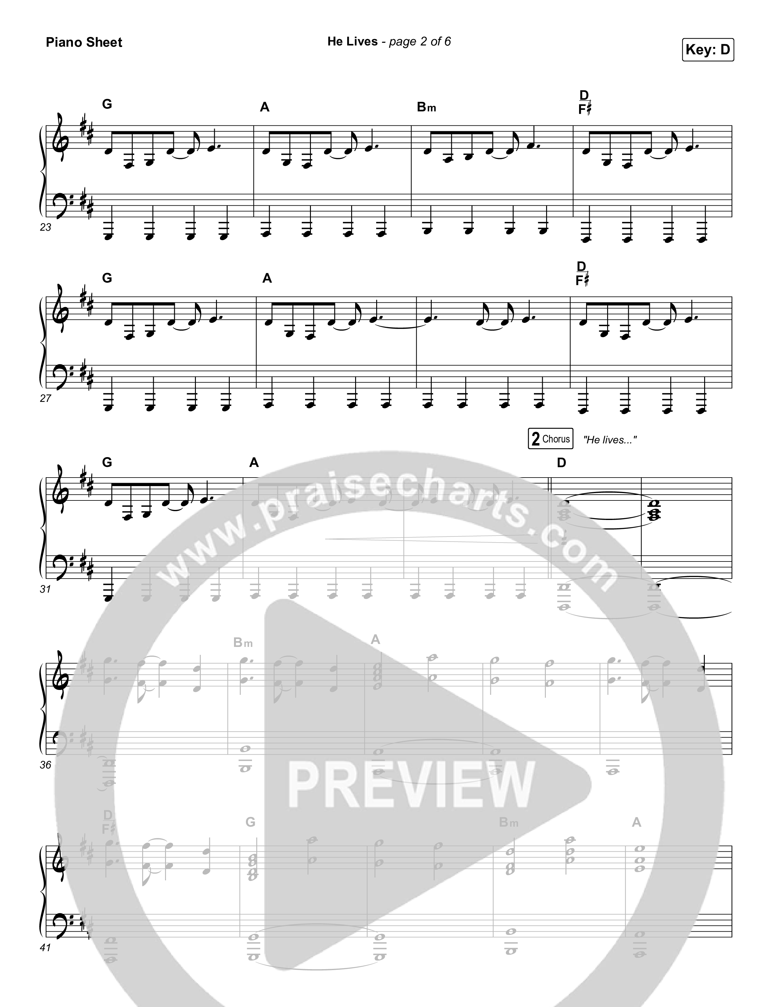 He Lives (Live) Piano Sheet (Church Of The City)