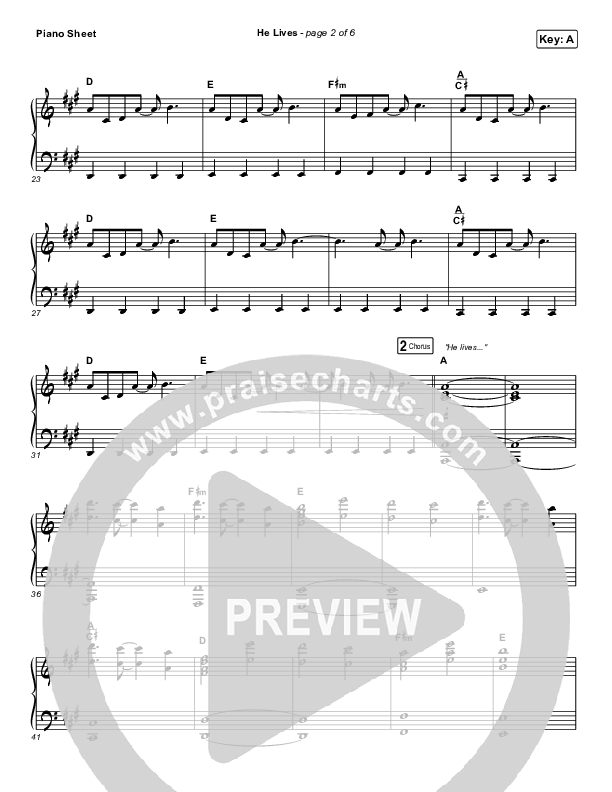 He Lives (Live) Piano Sheet (Church Of The City)