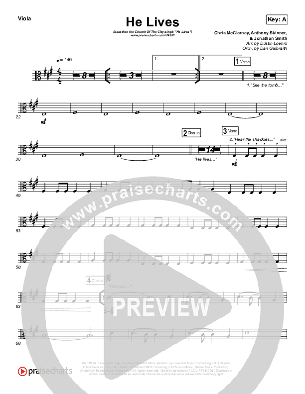 He Lives (Live) Viola (Church Of The City)