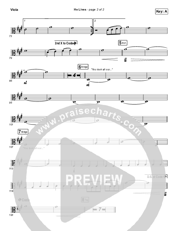 He Lives (Live) Viola (Church Of The City)