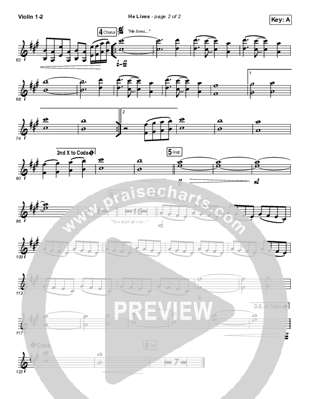 He Lives (Live) Violin 1,2 (Church Of The City)