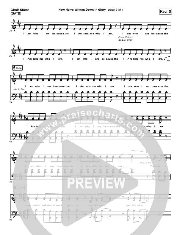 New Name Written Down In Glory Choir Sheet (SATB) (People & Songs)