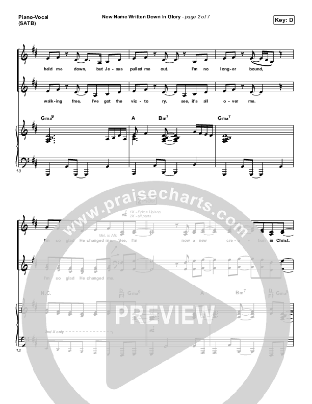 New Name Written Down In Glory Piano/Vocal (SATB) (People & Songs)