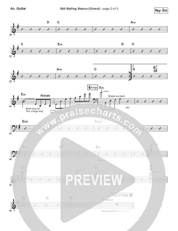 Still Rolling Stones (Choral Anthem SATB) Acoustic Guitar (Lauren Daigle / Arr. Luke Gambill)