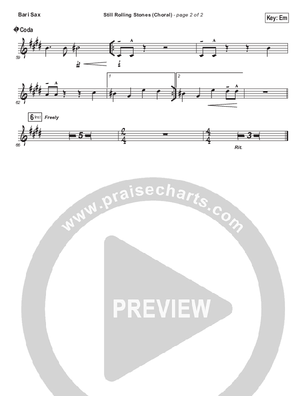 Still Rolling Stones (Choral Anthem SATB) Bari Sax (Lauren Daigle / Arr. Luke Gambill)