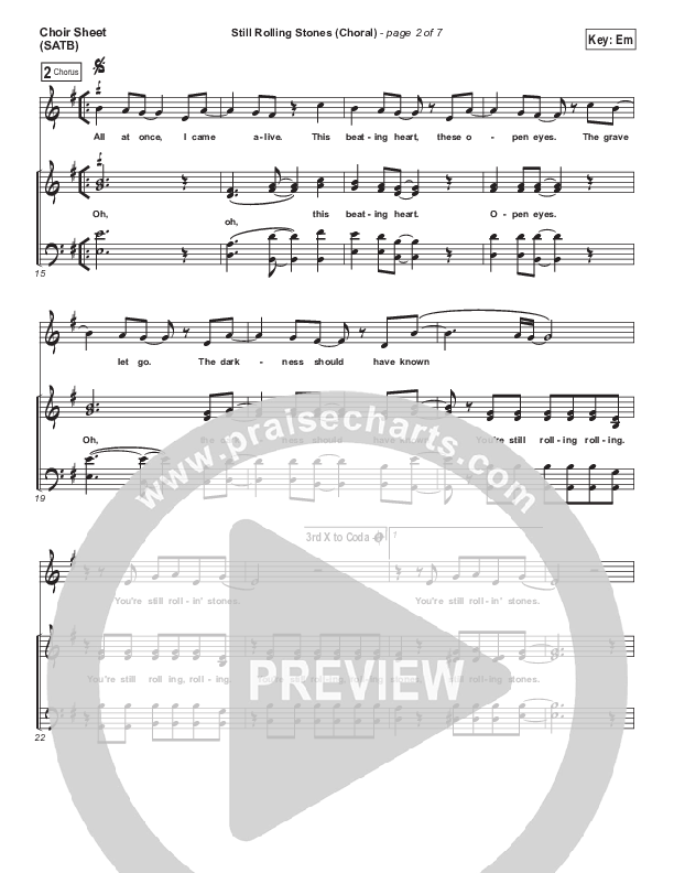 Still Rolling Stones (Choral Anthem SATB) Choir Vocals (SATB) (Lauren Daigle / Arr. Luke Gambill)