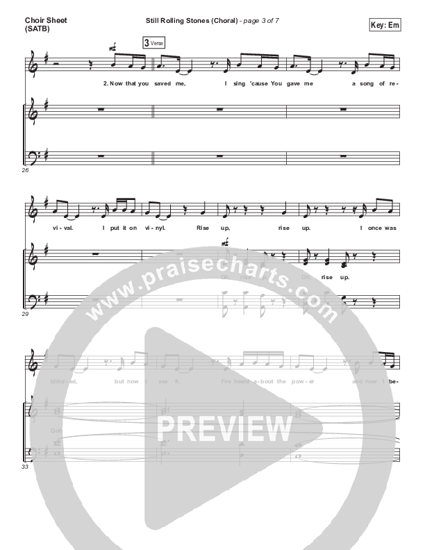 Still Rolling Stones (Choral Anthem SATB) Choir Sheet (SATB) (Lauren Daigle / Arr. Luke Gambill)