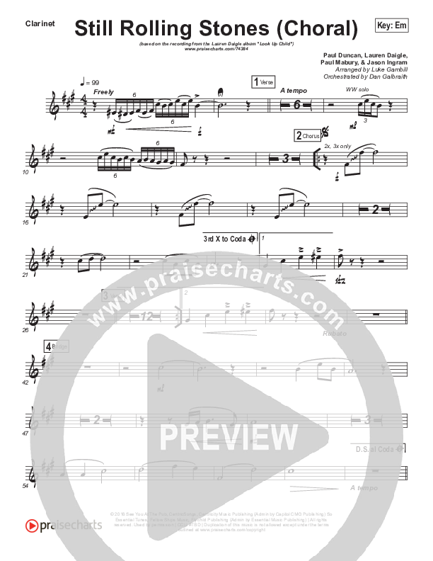 Still Rolling Stones (Choral Anthem SATB) Wind Pack (Lauren Daigle / Arr. Luke Gambill)