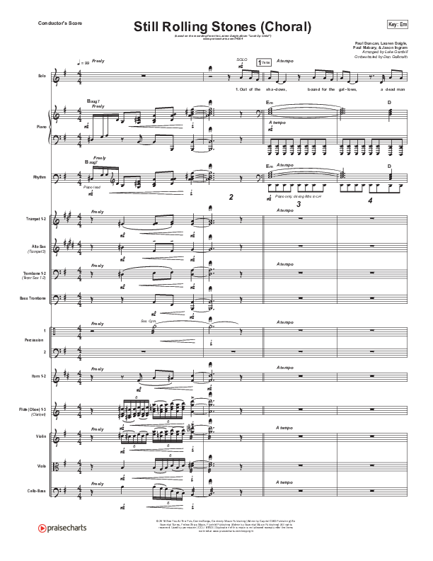Still Rolling Stones (Choral Anthem SATB) Orchestration (Lauren Daigle / Arr. Luke Gambill)