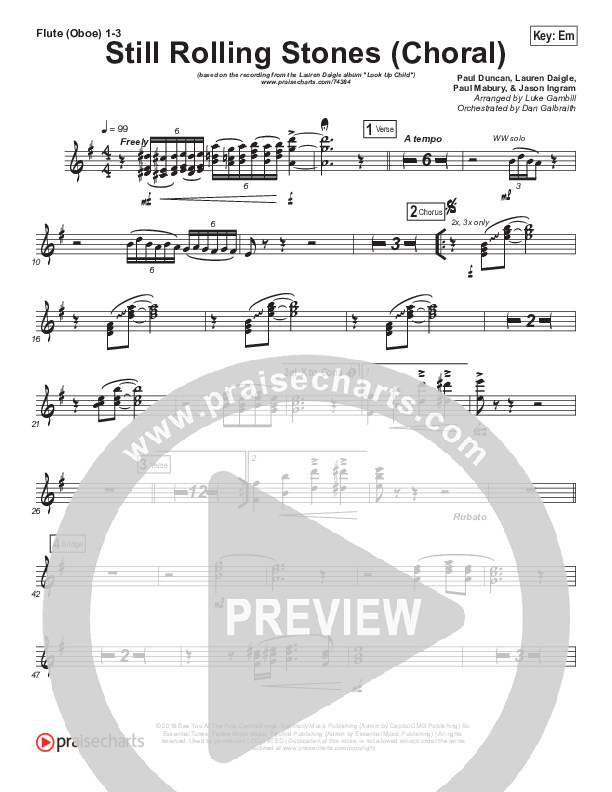 Still Rolling Stones (Choral Anthem SATB) Wind Pack (Lauren Daigle / Arr. Luke Gambill)