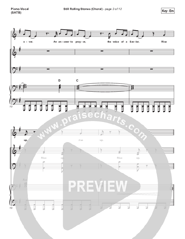 Still Rolling Stones (Choral Anthem SATB) Piano/Vocal Pack (Lauren Daigle / Arr. Luke Gambill)