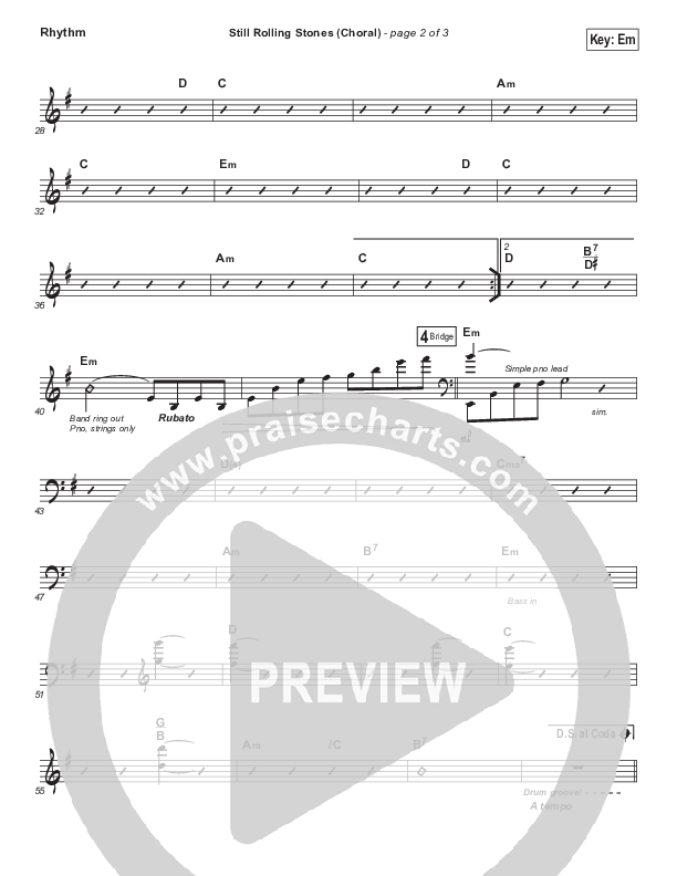 Still Rolling Stones (Choral Anthem SATB) Rhythm Chart (Lauren Daigle / Arr. Luke Gambill)