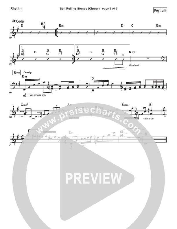 Still Rolling Stones (Choral Anthem SATB) Rhythm Chart (Lauren Daigle / Arr. Luke Gambill)