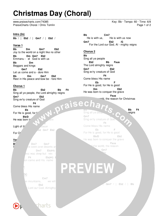 Christmas Day (Choral Anthem SATB) Chords & Lyrics (Chris Tomlin / Arr. Luke Gambill)
