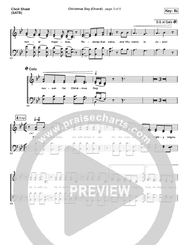 Christmas Day (Choral Anthem SATB) Choir Vocals (SATB) (Chris Tomlin / Arr. Luke Gambill)