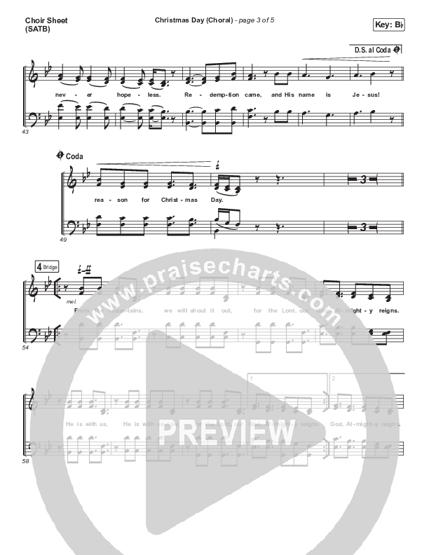 Christmas Day (Choral Anthem SATB) Choir Sheet (SATB) (Chris Tomlin / Arr. Luke Gambill)